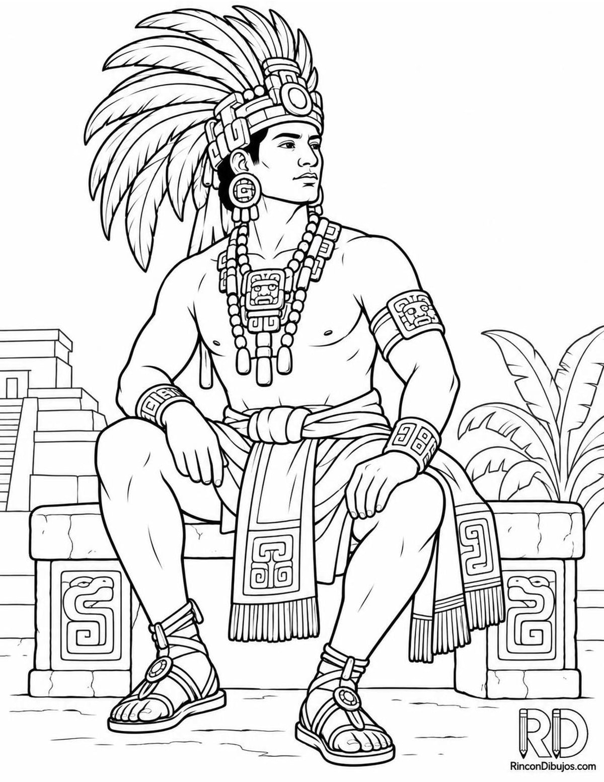 Dibujo de noble maya para colorear Dibujo de noble maya para colorear