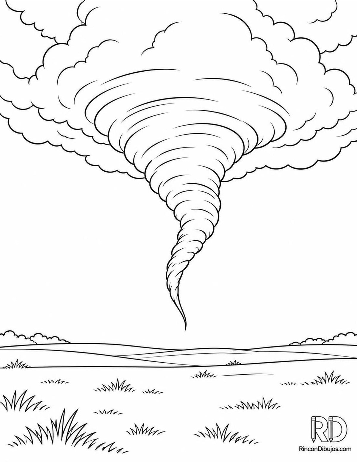 Dibujo de nube embudo para colorear Dibujo de nube embudo para colorear