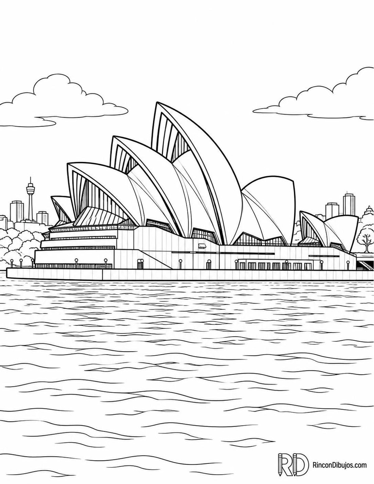 Dibujo de Ópera de Sídney para colorear Dibujo de Ópera de Sídney para colorear