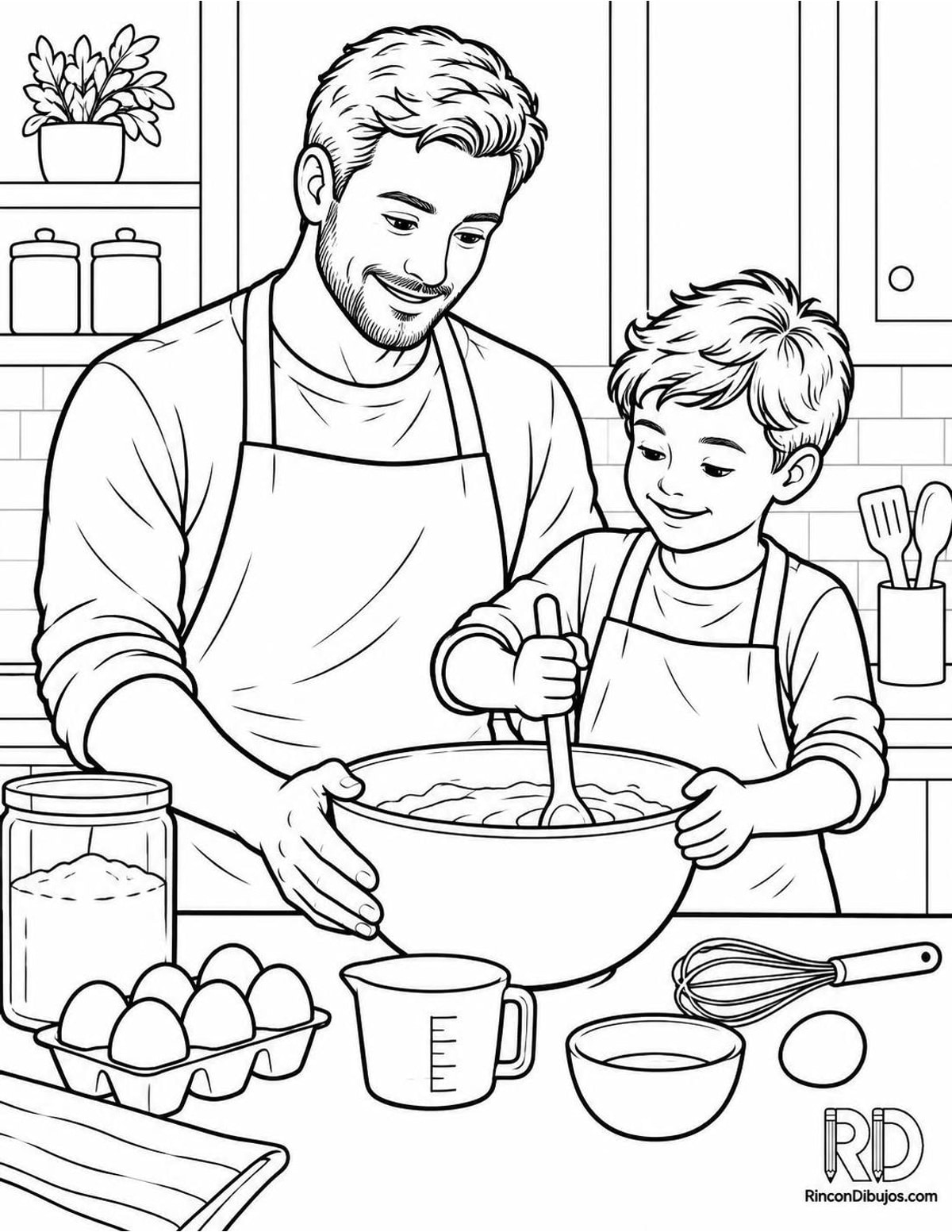 Dibujo de padre cocinando para colorear Dibujo de padre cocinando para colorear