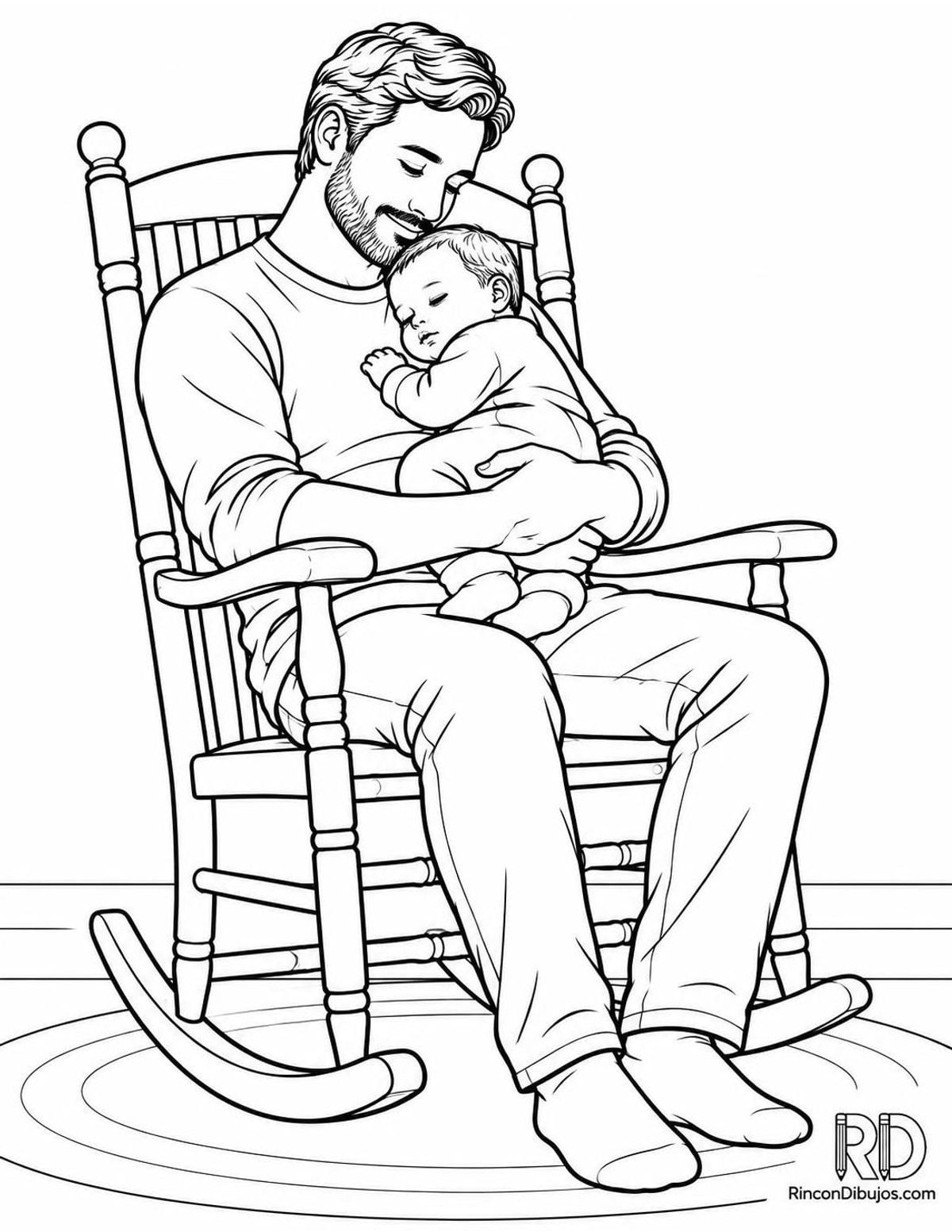 Dibujo de padre en mecedora para colorear Dibujo de padre en mecedora para colorear