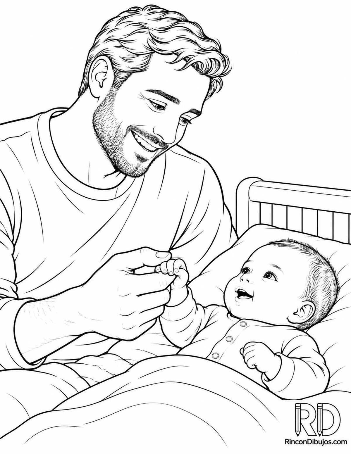 Dibujo de padre sosteniendo bebé para colorear Dibujo de padre sosteniendo bebé para colorear