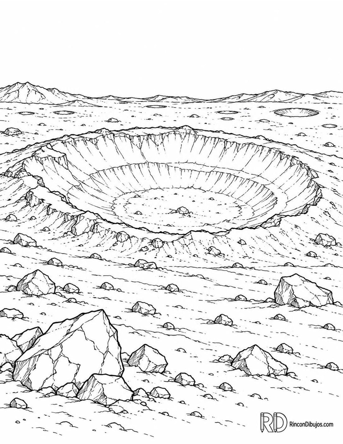 Dibujo de paisaje de Mercurio para colorear Dibujo de paisaje de Mercurio para colorear