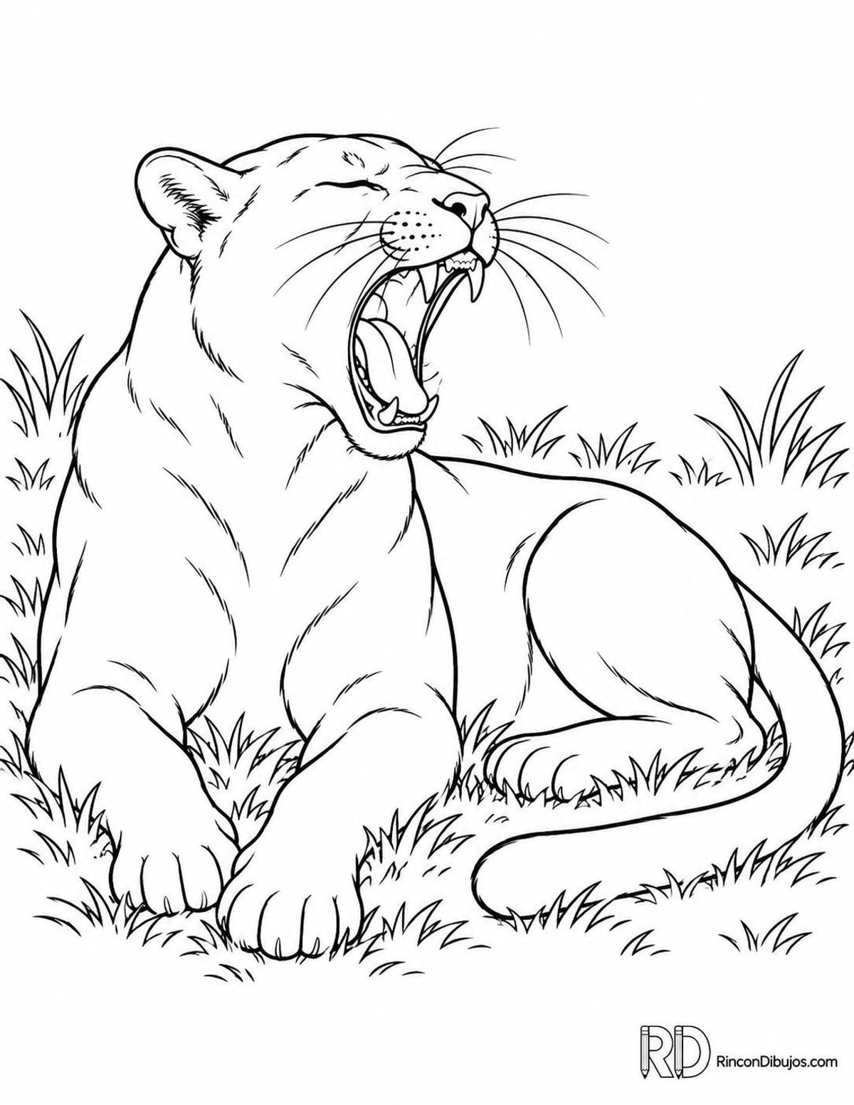 Dibujo de pantera bostezando para colorear Dibujo de pantera bostezando para colorear