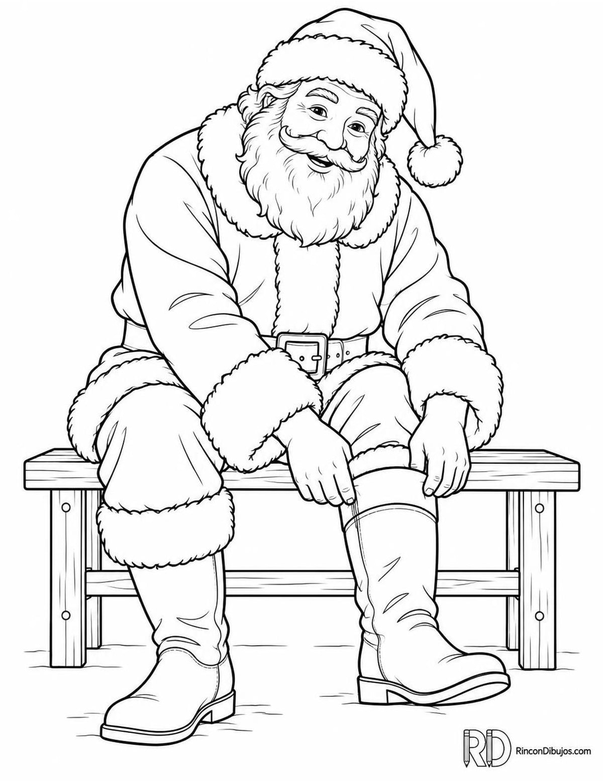 Dibujo de Papa Noel bota para colorear