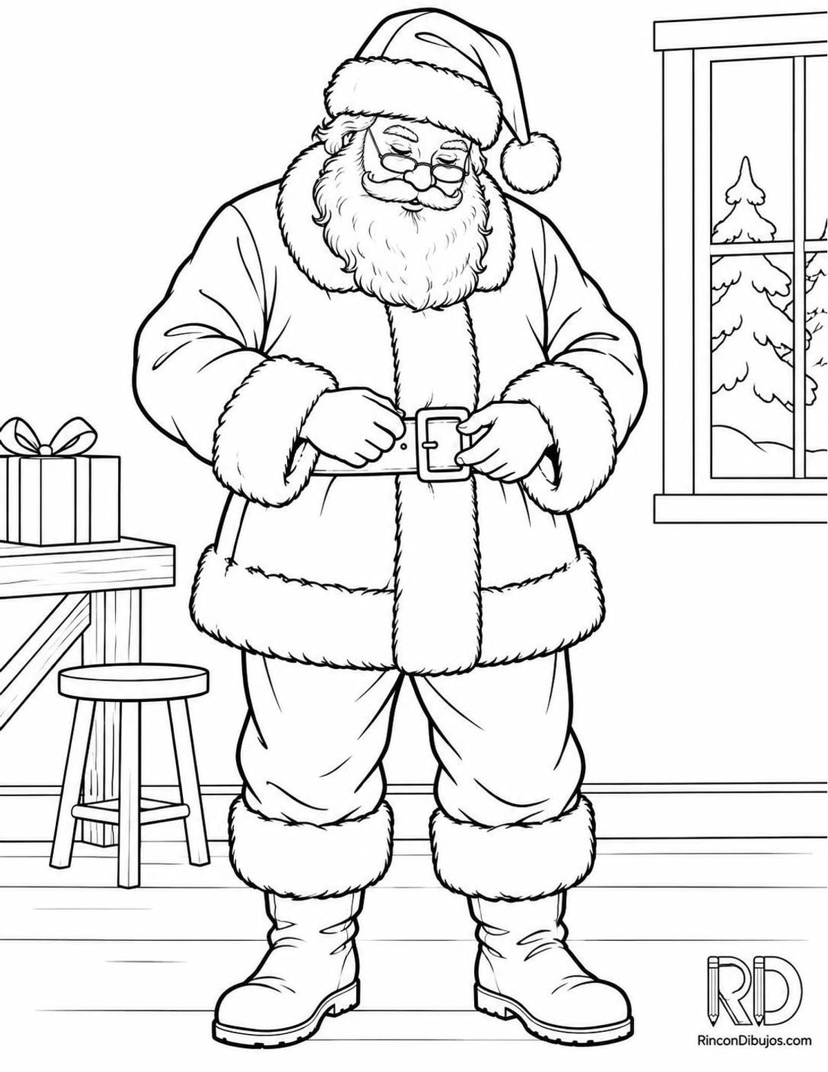 Dibujo de Papa Noel cinturón para colorear