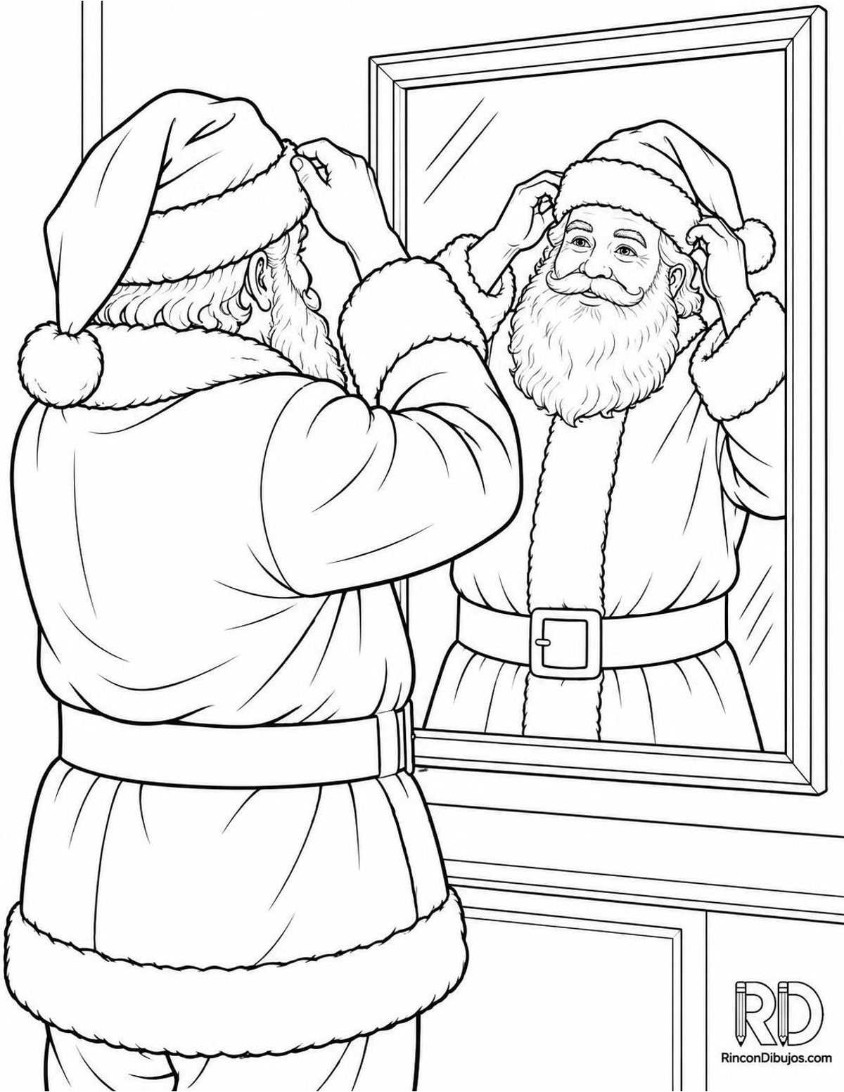 Dibujo de Papa Noel espejo para colorear