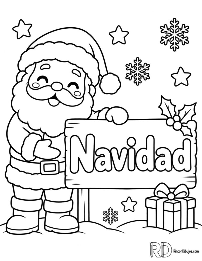Dibujos Kawaii Navidad para Colorear