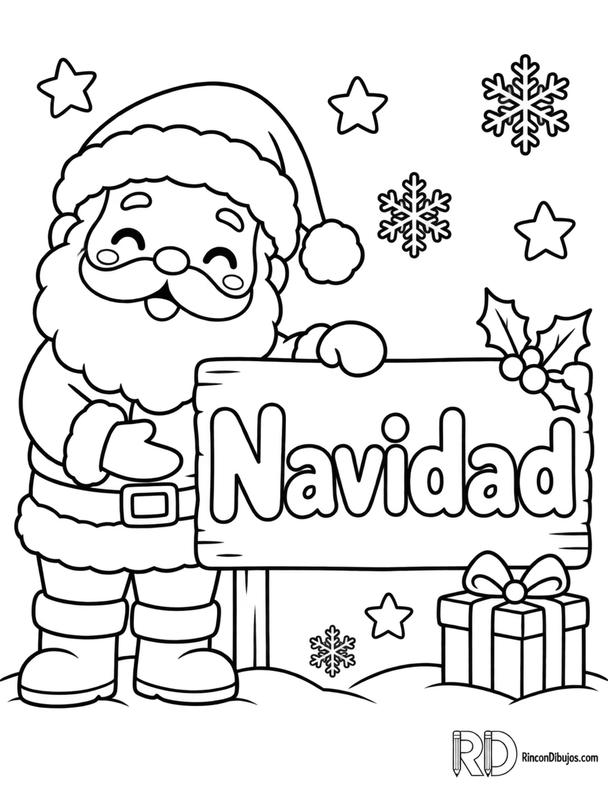 Dibujo de Papá Noel Navidad kawaii para colorear Dibujo de Papá Noel Navidad kawaii para colorear