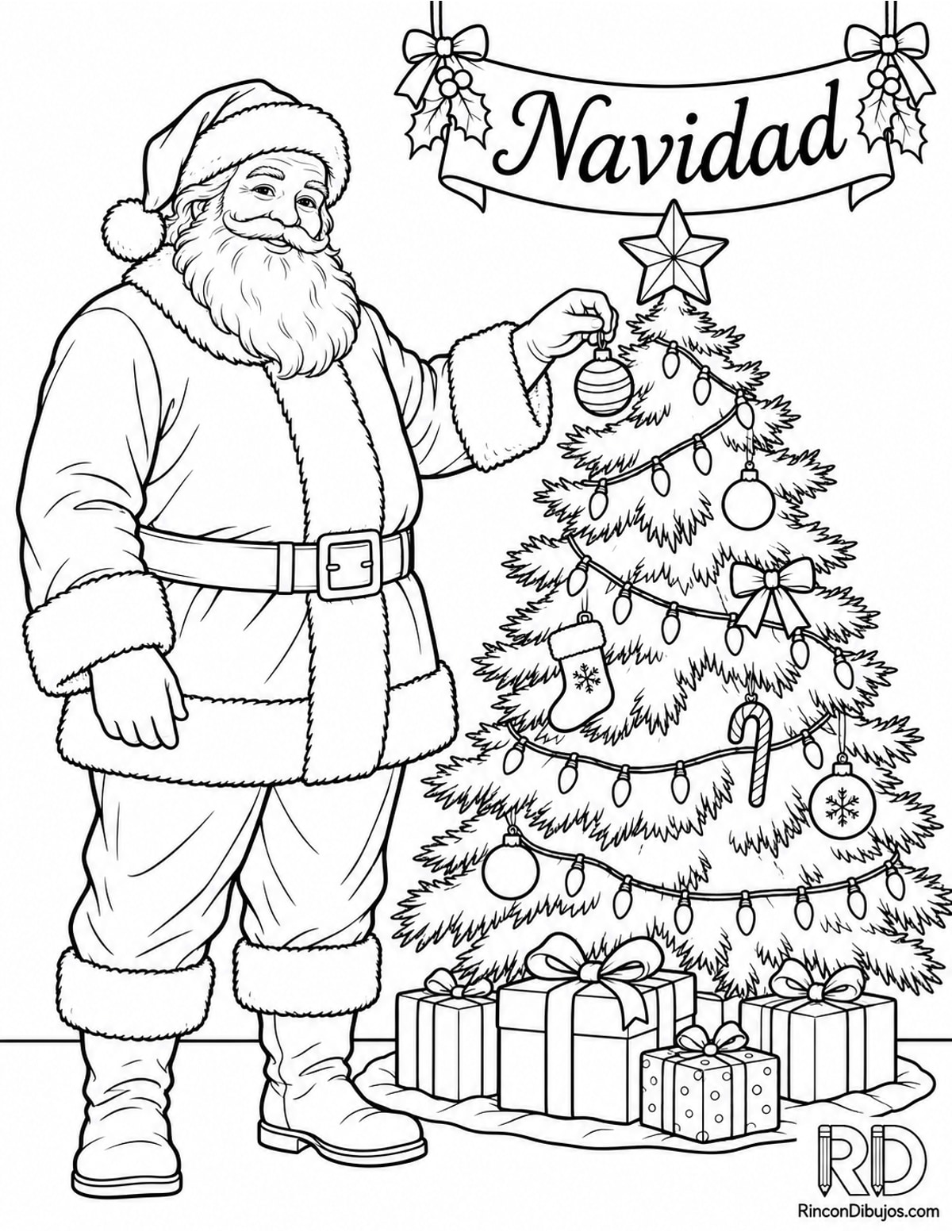 Dibujo de Papá Noel Navidad para colorear Dibujo de Papá Noel Navidad para colorear