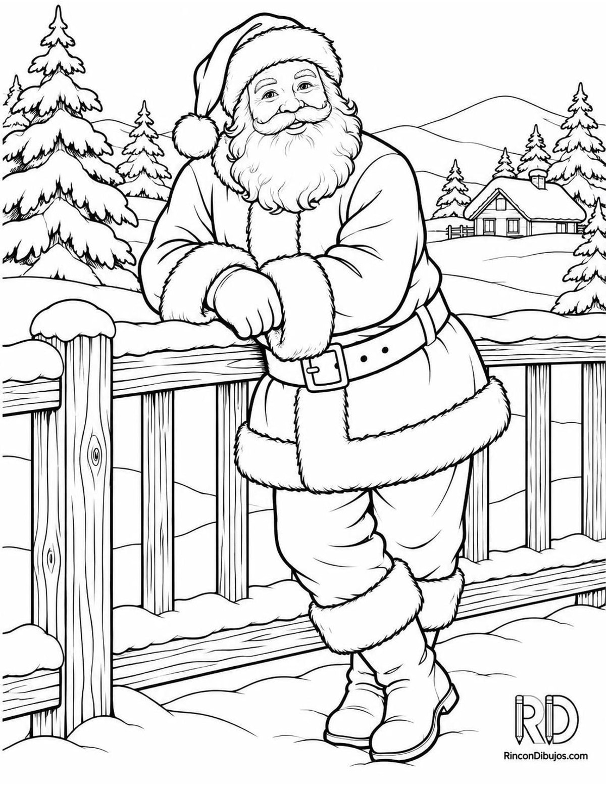Dibujo de Papa Noel nieve para colorear