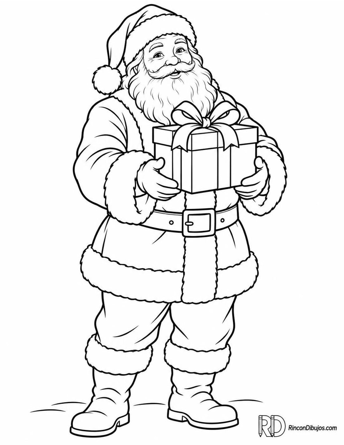 Dibujo de Papa Noel regalo para colorear