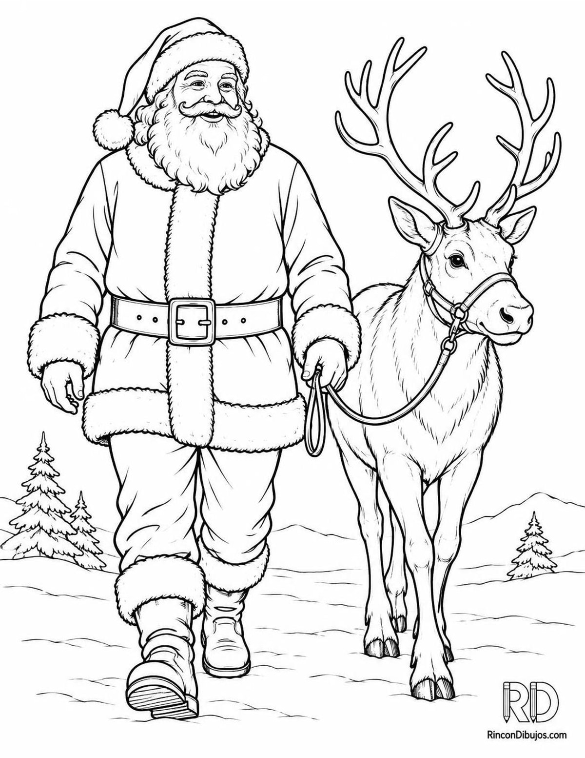 Dibujo de Papa Noel reno para colorear