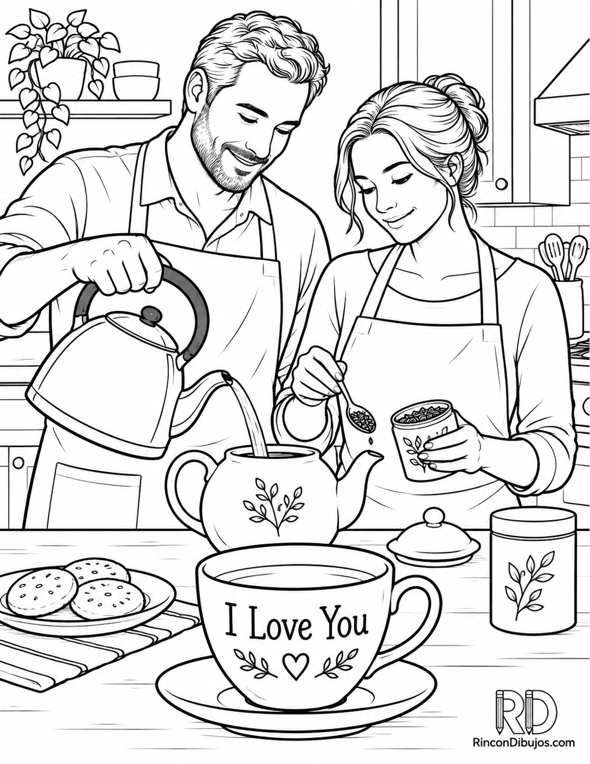 Dibujo de pareja adulta I Love You para colorear Dibujo de pareja adulta I Love You para colorear