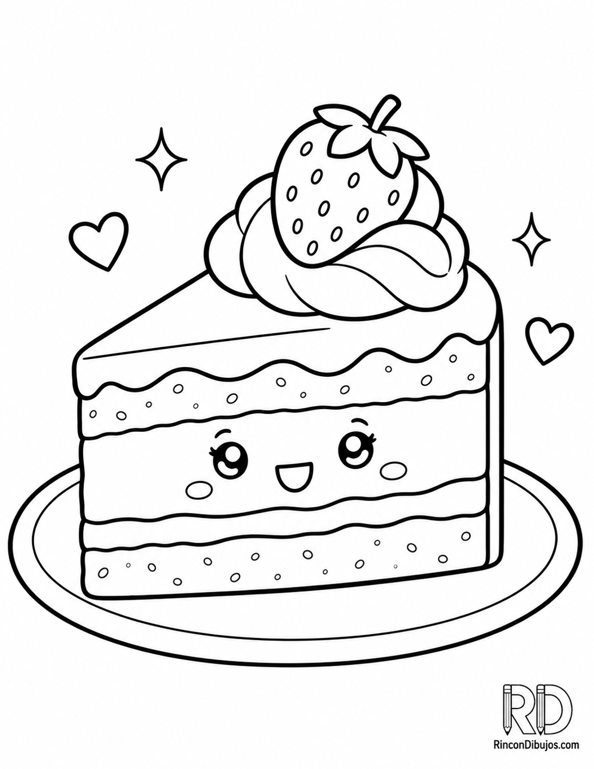 Dibujo de pastel kawaii para colorear