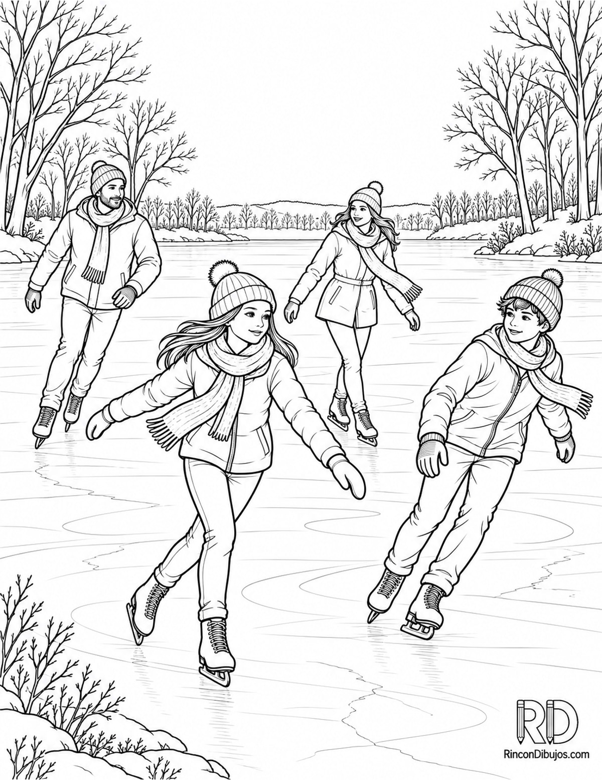 Dibujo de patinadores para colorear Dibujo de patinadores para colorear
