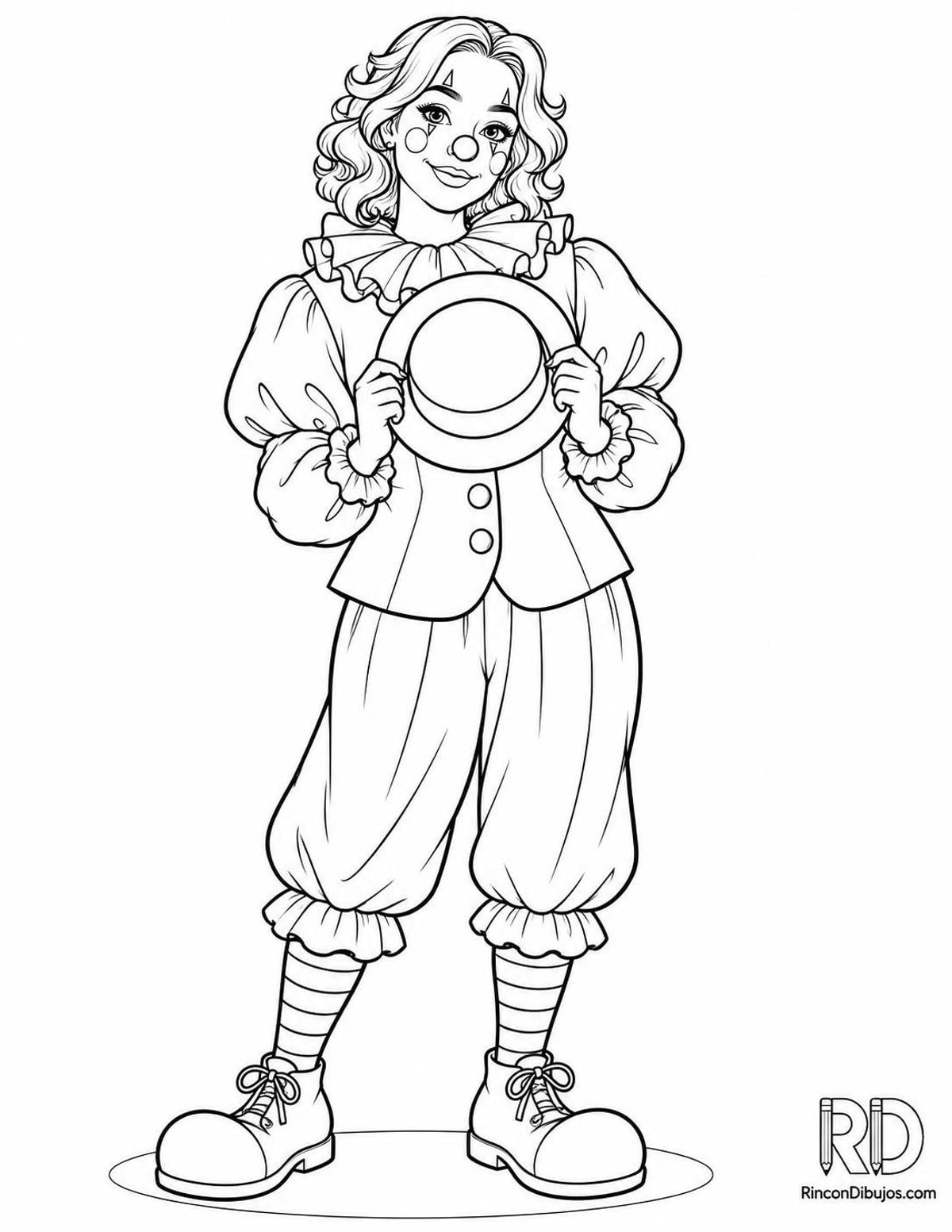 Dibujo de payasa con sombrero para colorear Dibujo de payasa con sombrero para colorear