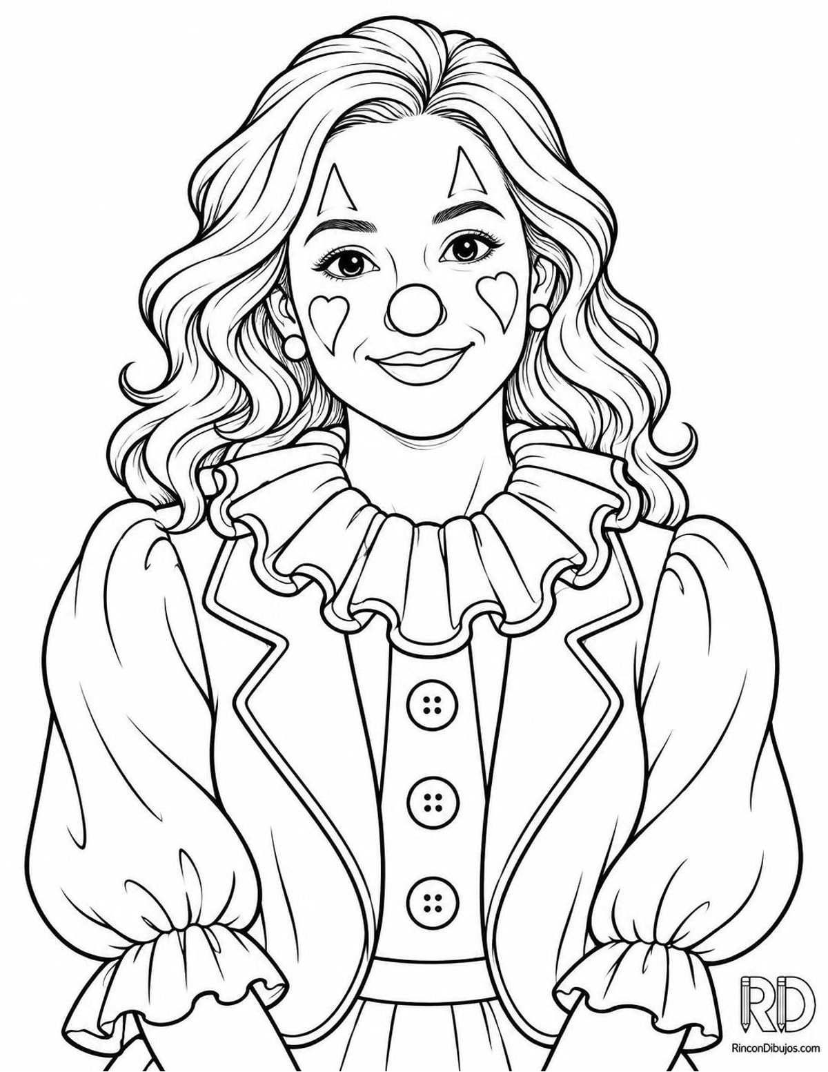 Dibujo de payasa sonriendo para colorear Dibujo de payasa sonriendo para colorear