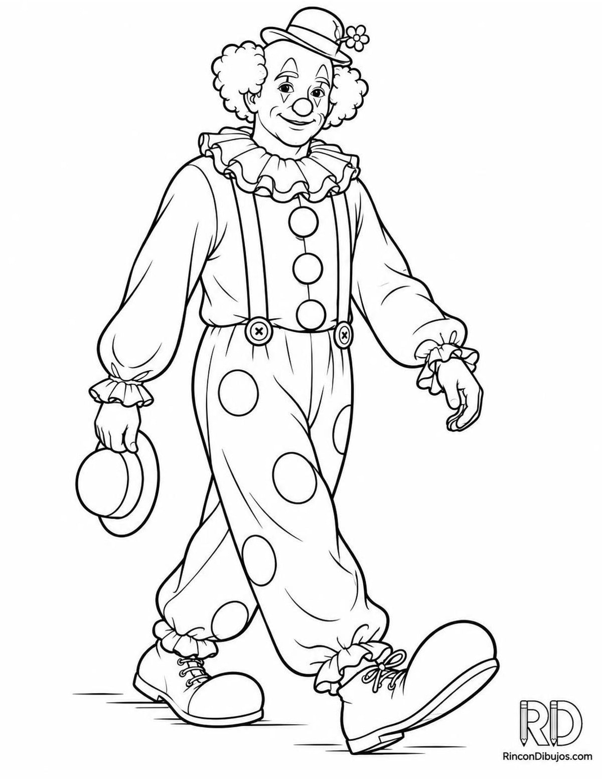 Dibujo de payaso caminando para colorear Dibujo de payaso caminando para colorear