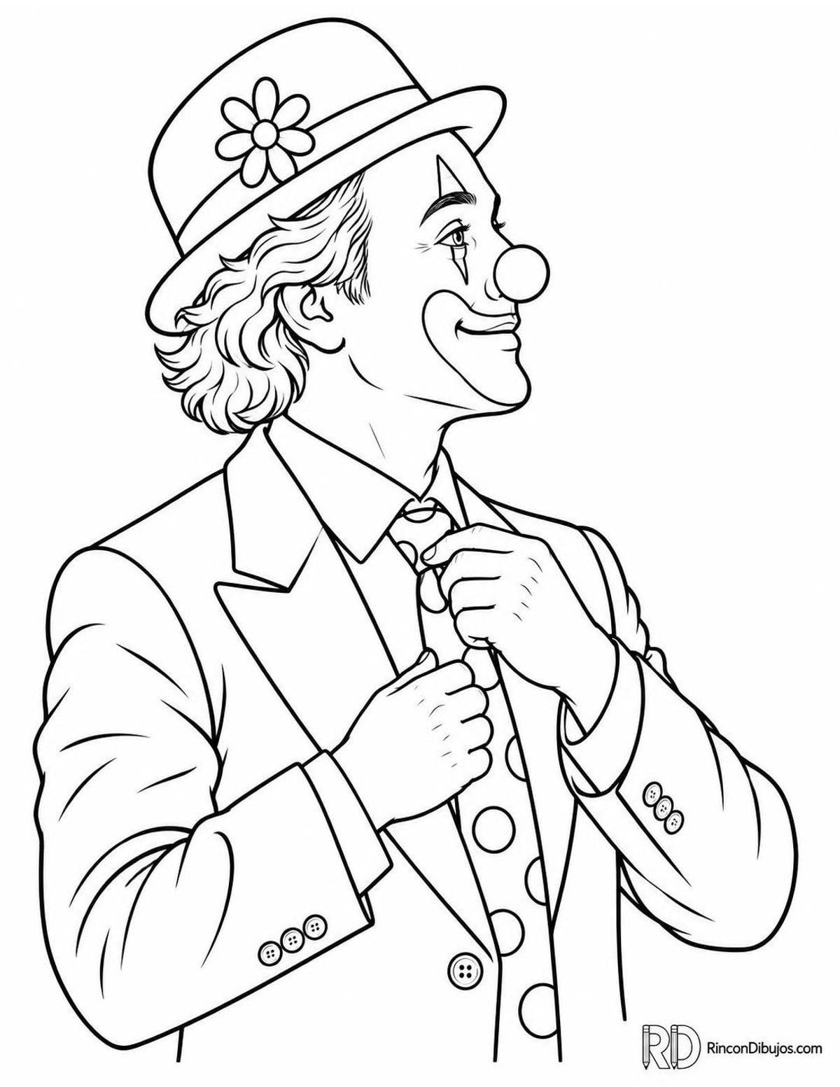 Dibujo de payaso con corbata para colorear Dibujo de payaso con corbata para colorear