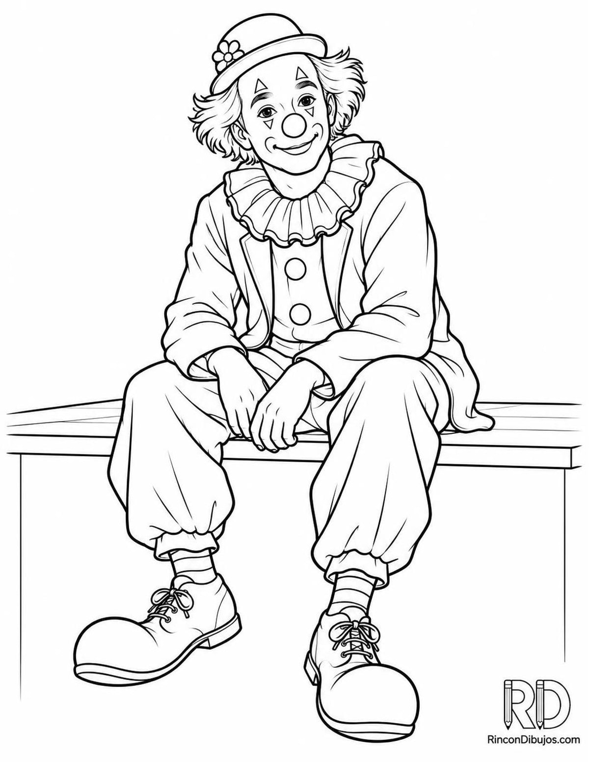 Dibujo de payaso en tarima para colorear Dibujo de payaso en tarima para colorear