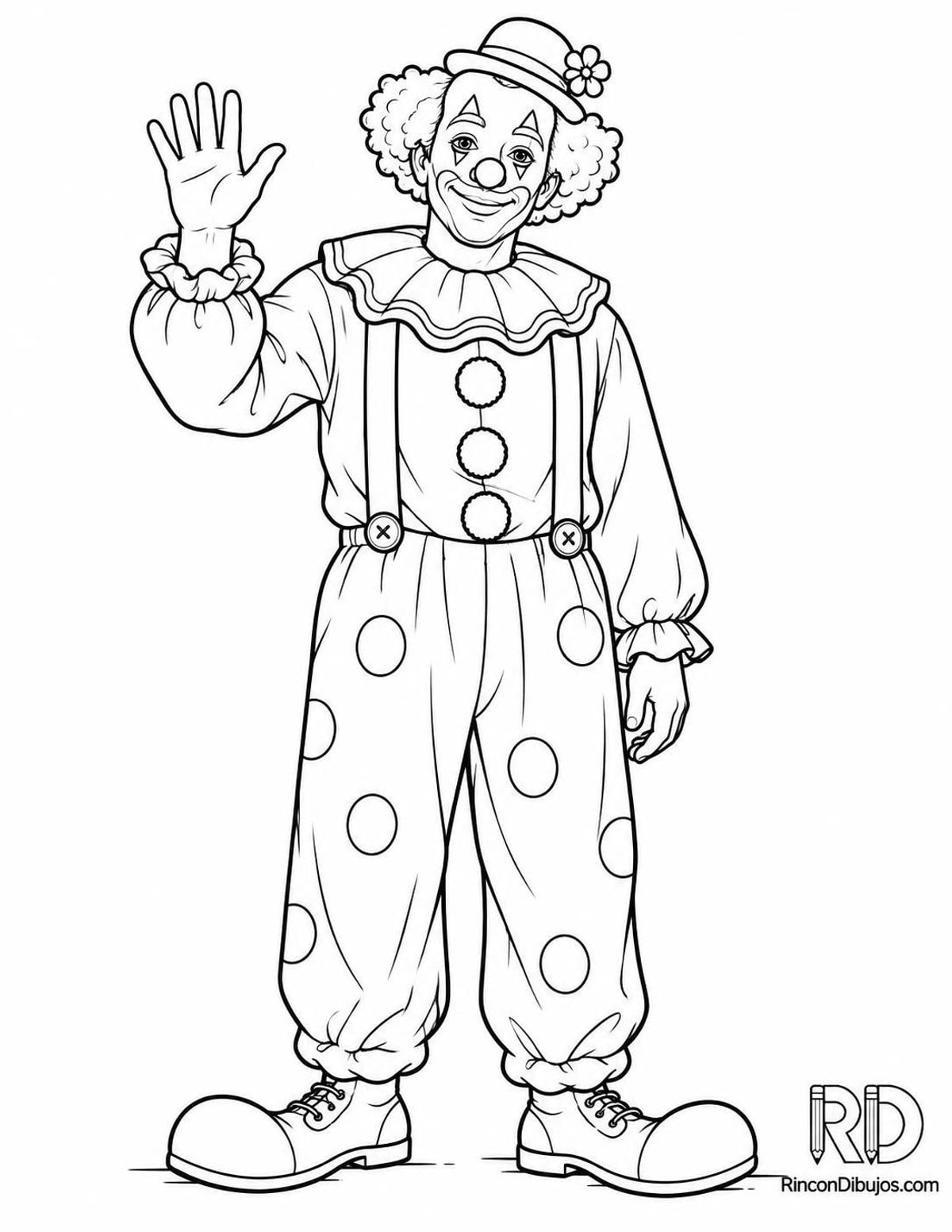Dibujo de payaso saludando para colorear Dibujo de payaso saludando para colorear