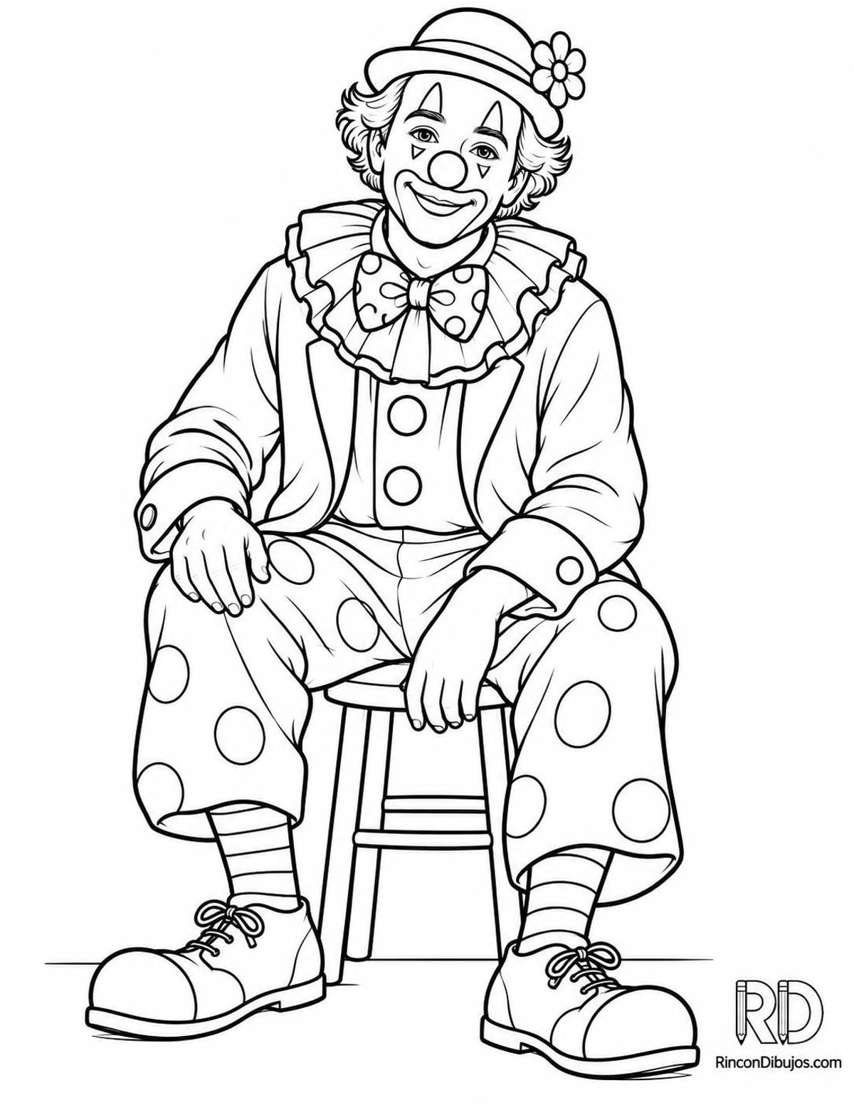 Dibujo de payaso sentado para colorear Dibujo de payaso sentado para colorear