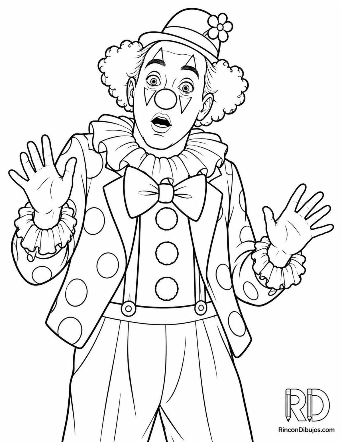 Dibujo de payaso sorprendido para colorear Dibujo de payaso sorprendido para colorear
