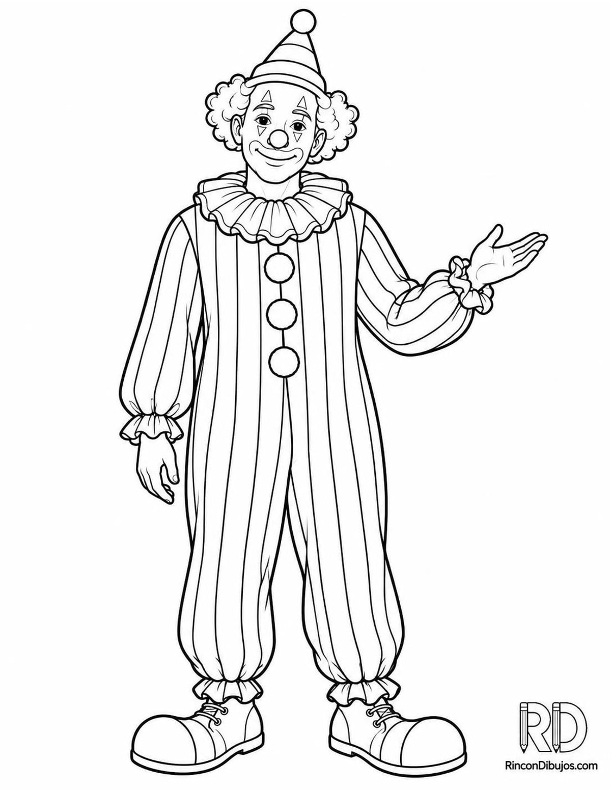 Dibujo de payaso traje rayas para colorear Dibujo de payaso traje rayas para colorear