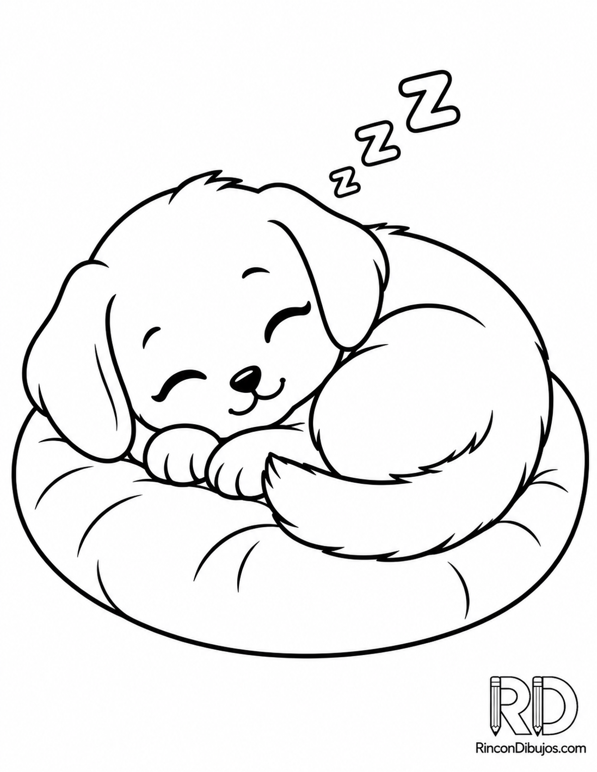 Dibujo de perrito kawaii durmiendo para colorear Dibujo de perrito kawaii durmiendo para colorear