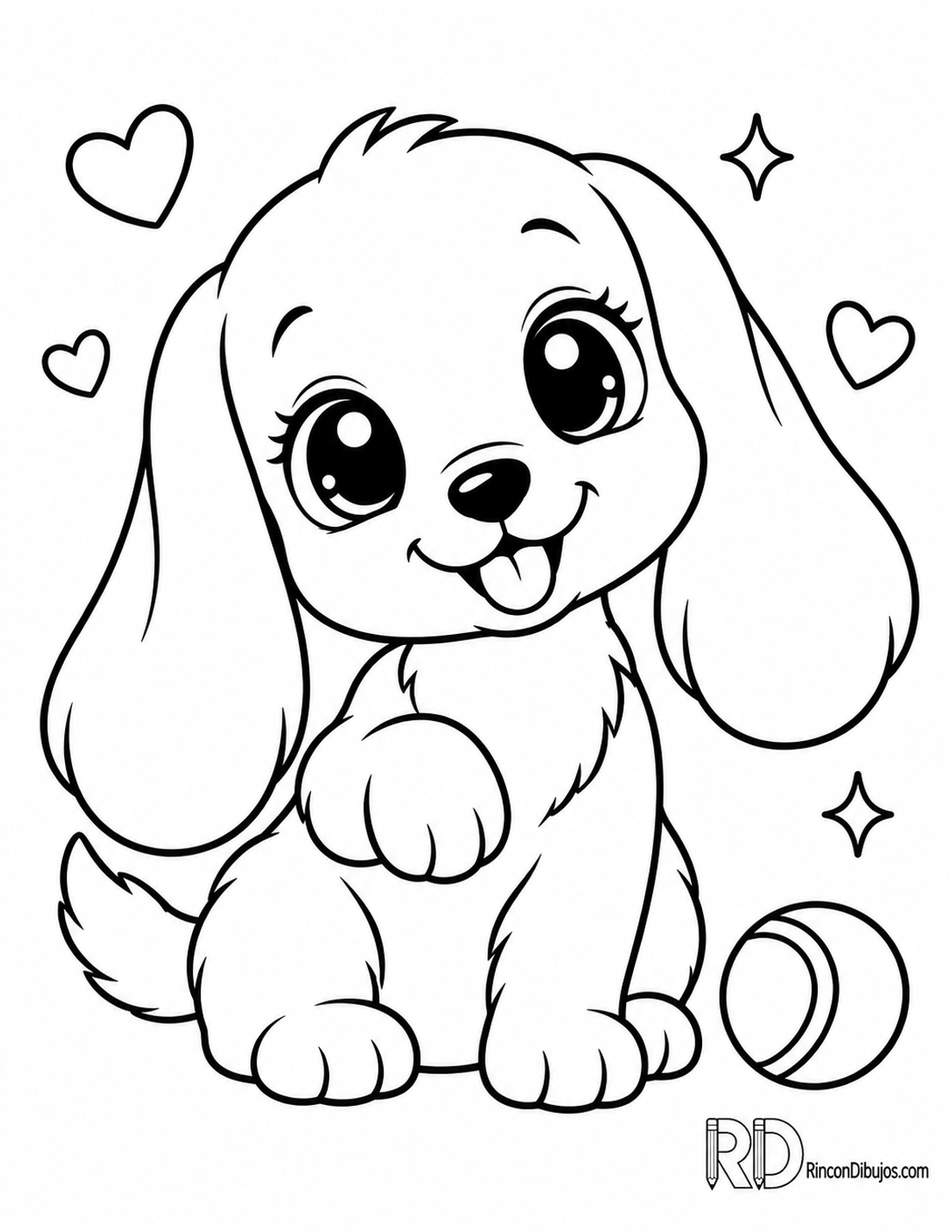 Dibujo de perrito kawaii orejas para colorear Dibujo de perrito kawaii orejas para colorear