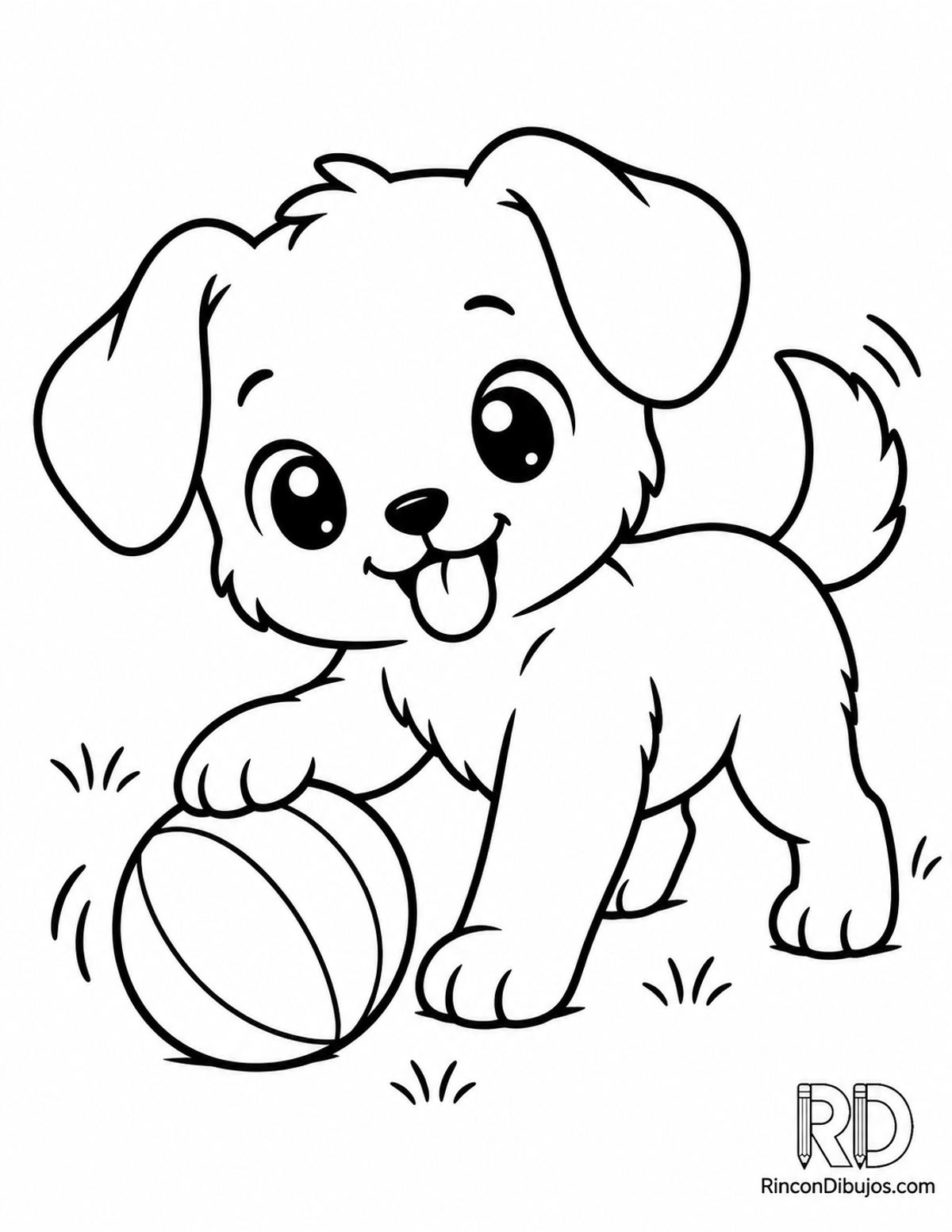 Dibujo de perrito kawaii para colorear Dibujo de perrito kawaii para colorear