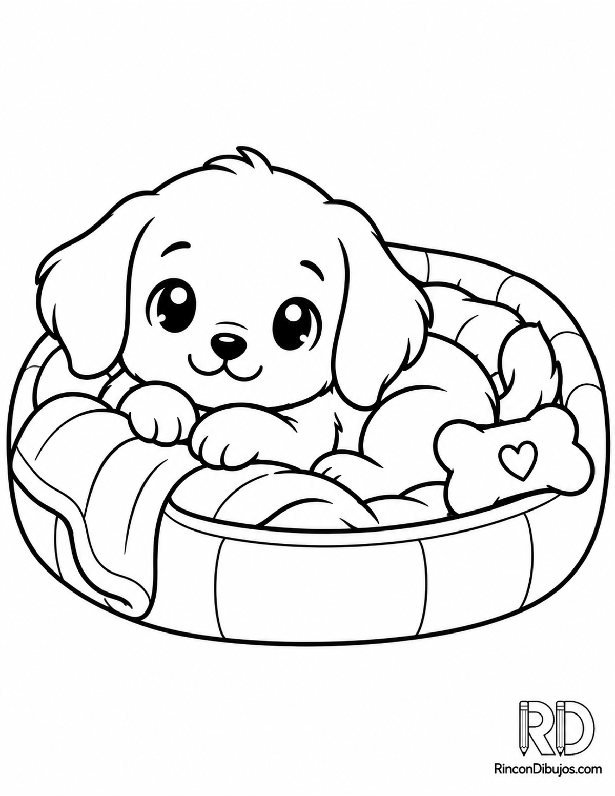 Dibujo de perrito kawaii para colorear Dibujo de perrito kawaii para colorear
