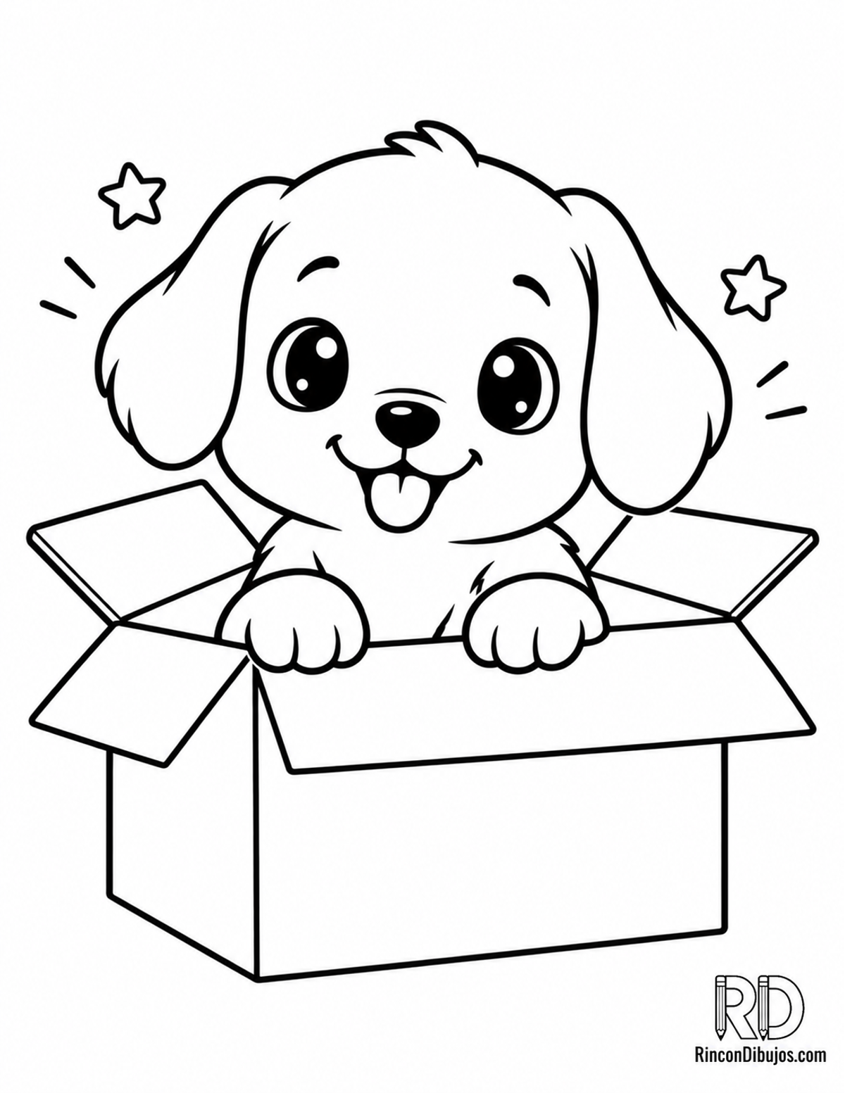 Dibujo de perrito kawaii para colorear Dibujo de perrito kawaii para colorear