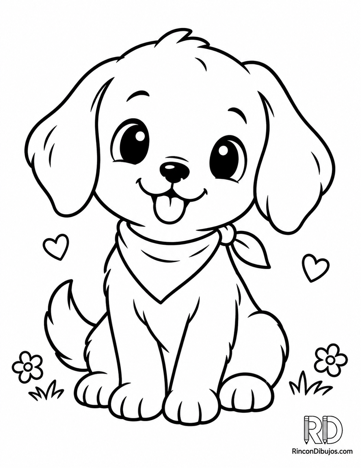 Dibujo de perrito kawaii para colorear Dibujo de perrito kawaii para colorear