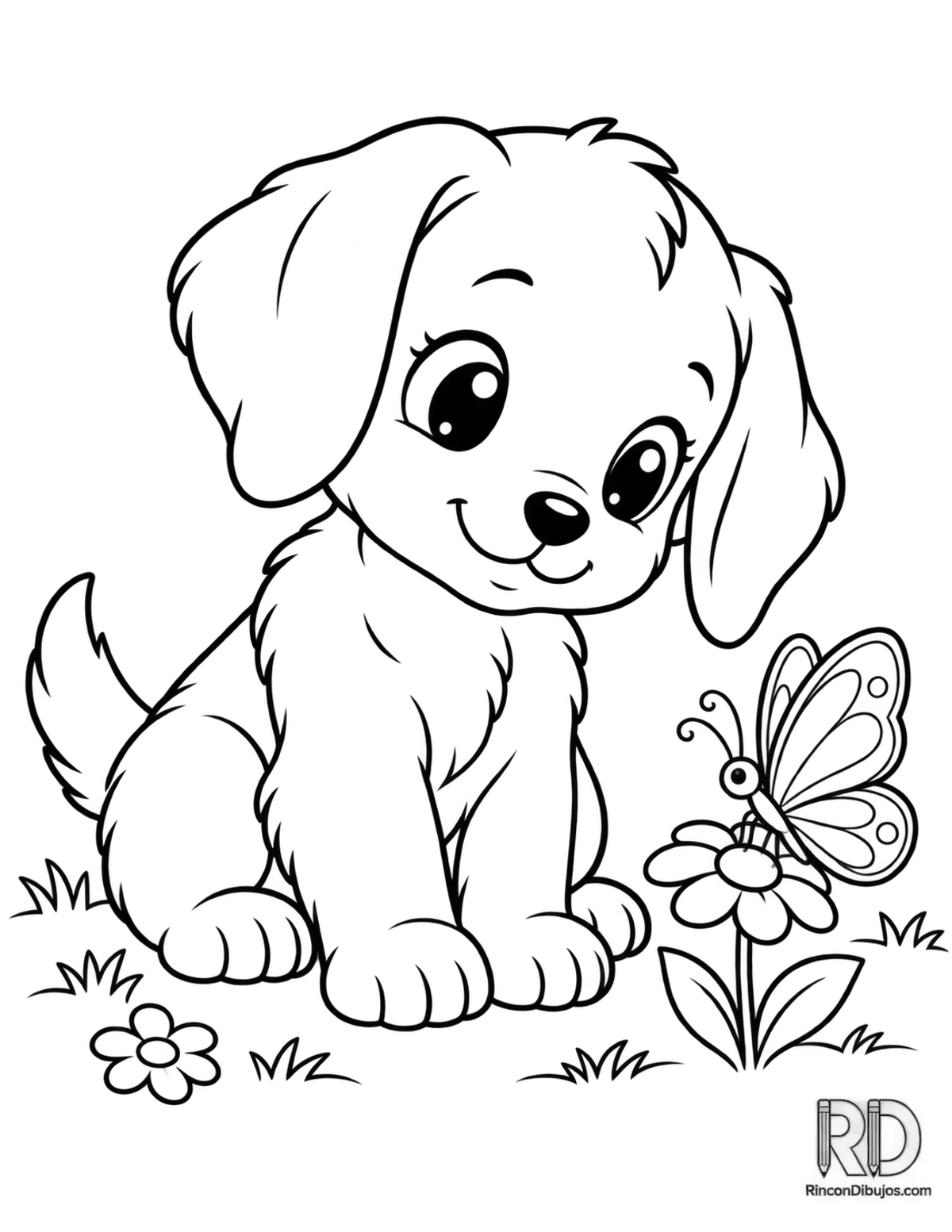 Dibujo de perrito kawaii para colorear Dibujo de perrito kawaii para colorear