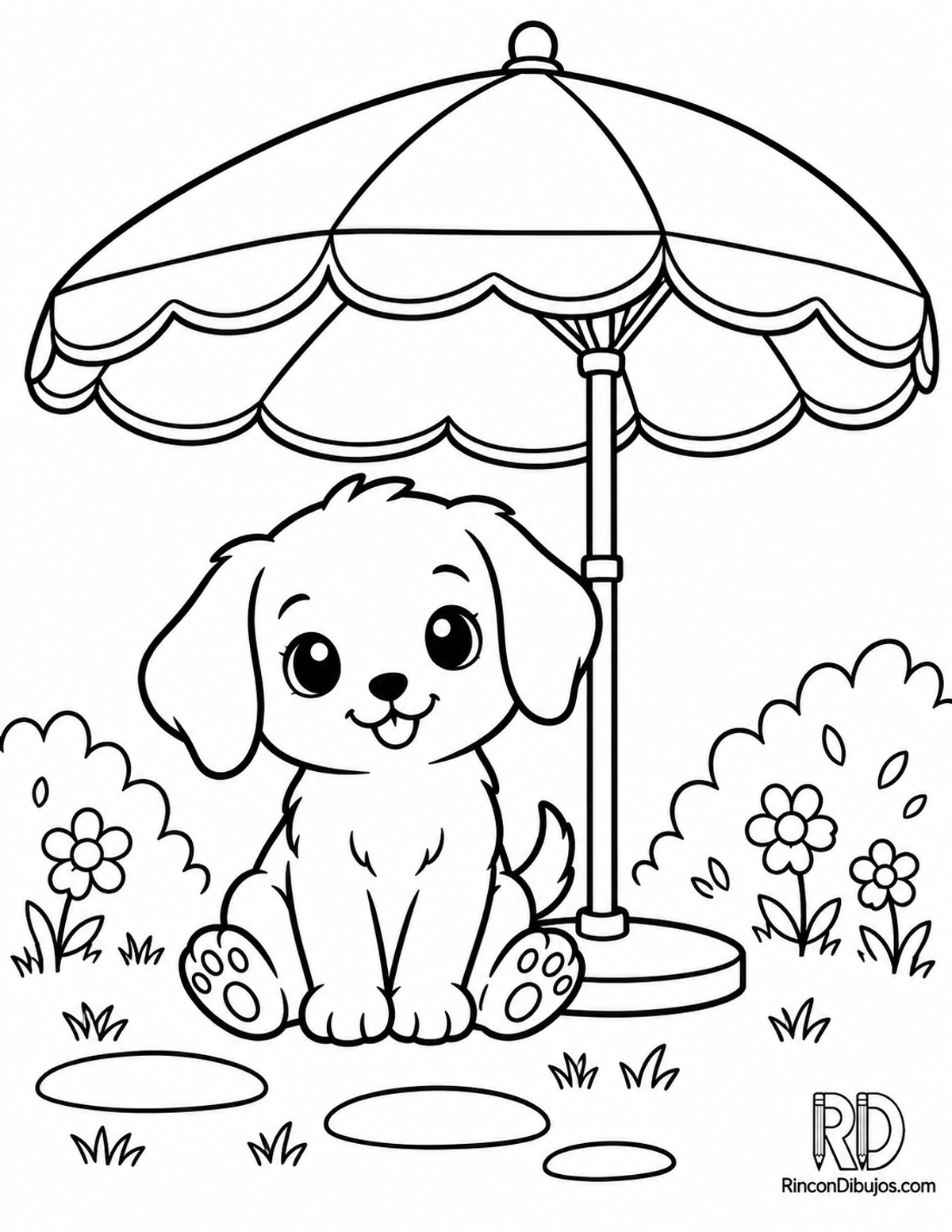 Dibujo de perrito kawaii para colorear Dibujo de perrito kawaii para colorear