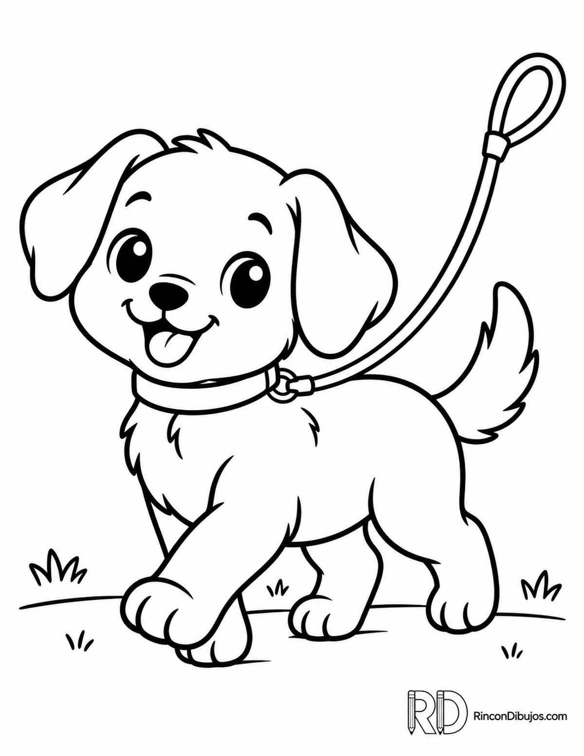 Dibujo de perrito kawaii para colorear Dibujo de perrito kawaii para colorear