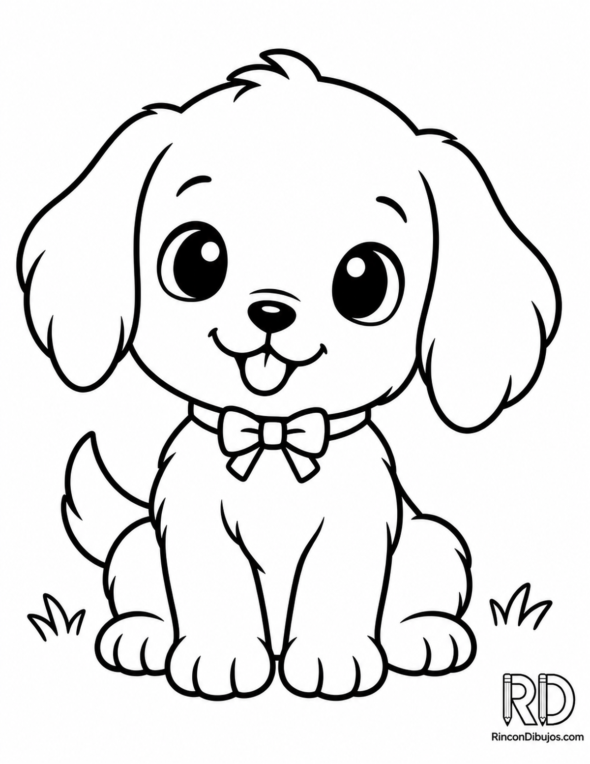 Dibujo de perrito kawaii para colorear Dibujo de perrito kawaii para colorear