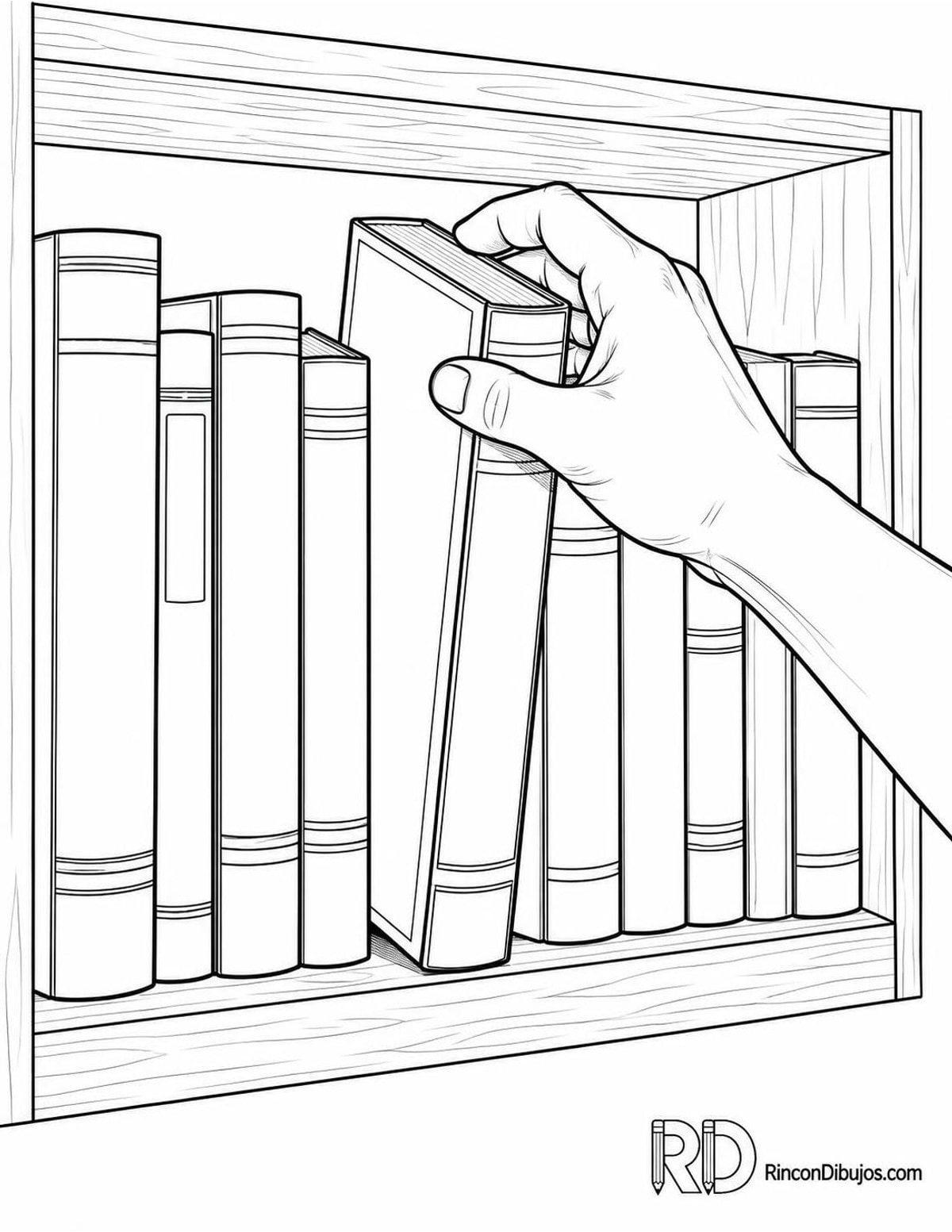 Dibujo de persona sacando libros para colorear