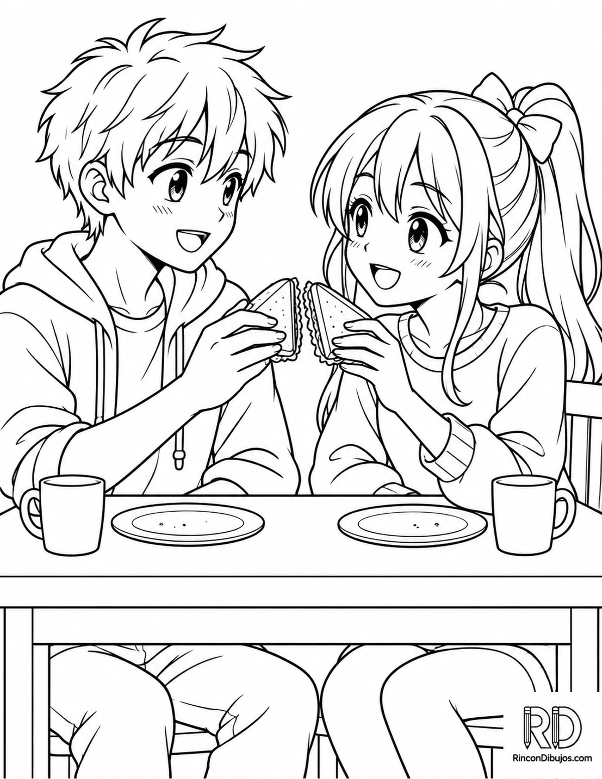 Dibujo de personajes anime para colorear Dibujo de personajes anime para colorear