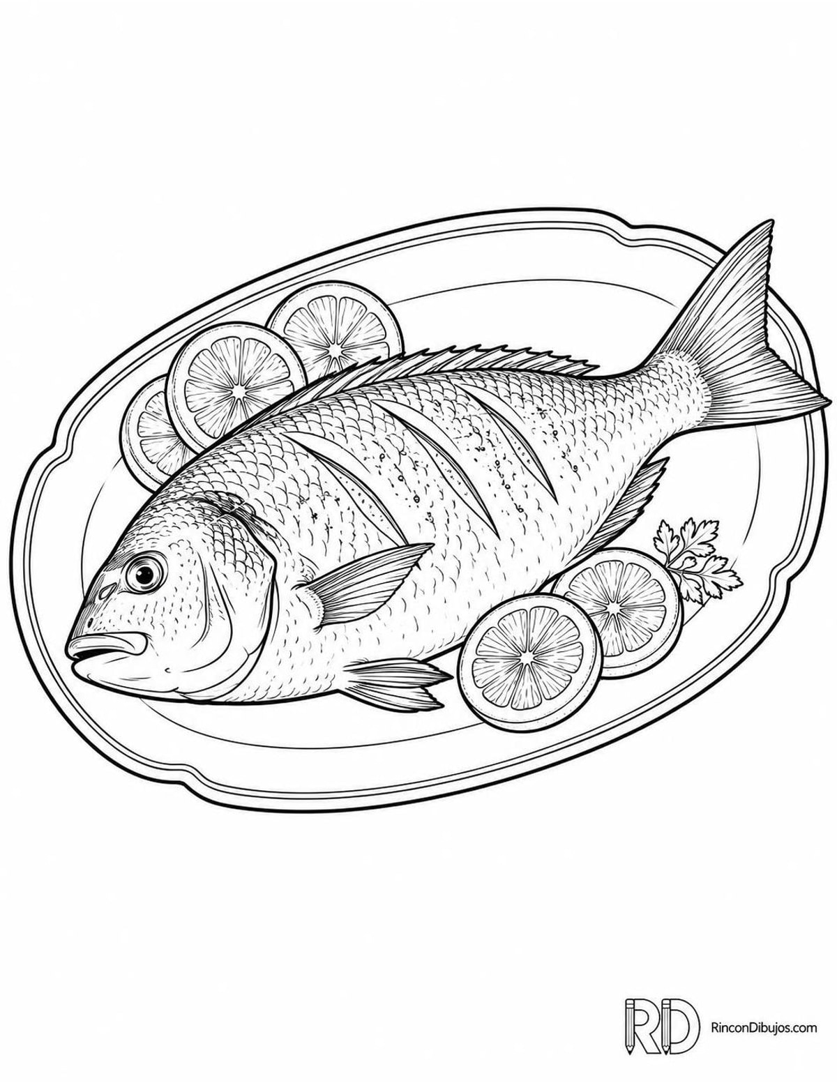 Dibujo de pescado asado para colorear