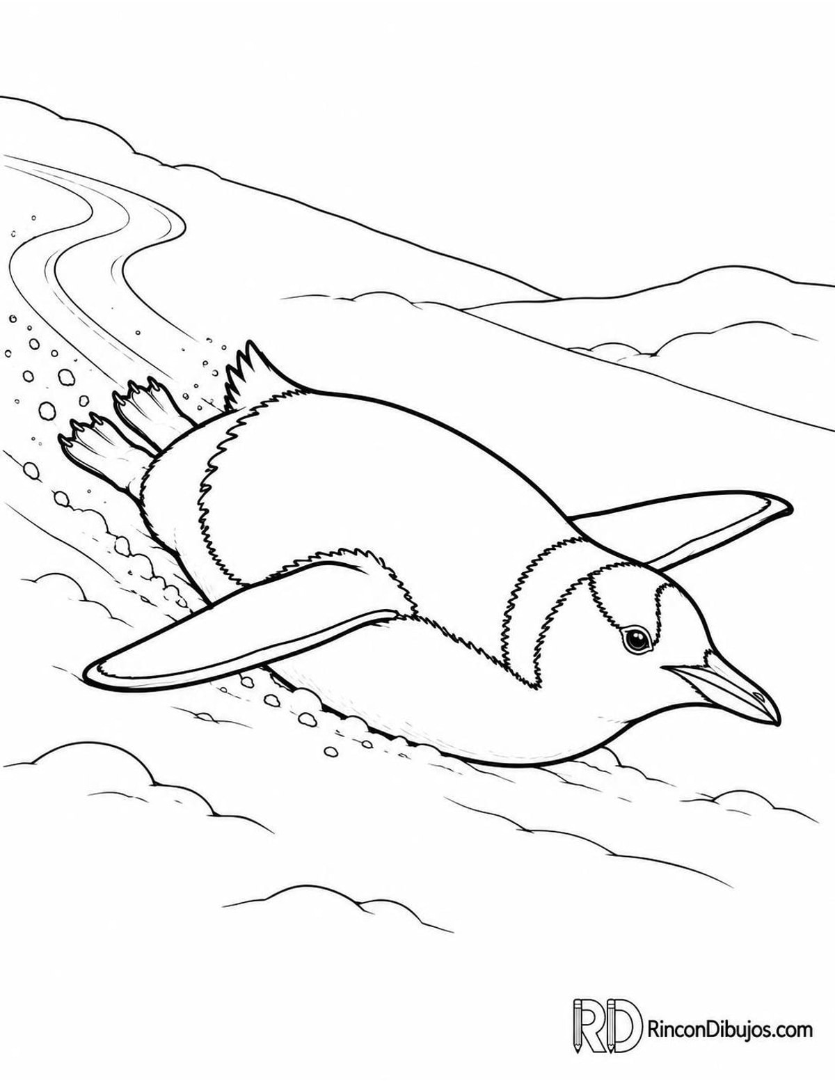 Dibujo de pingüino deslizándose para colorear