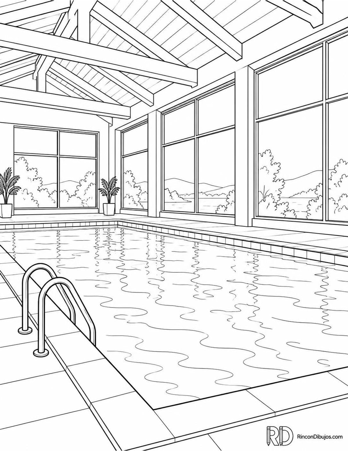 Dibujo de piscina cubierta para colorear Dibujo de piscina cubierta para colorear