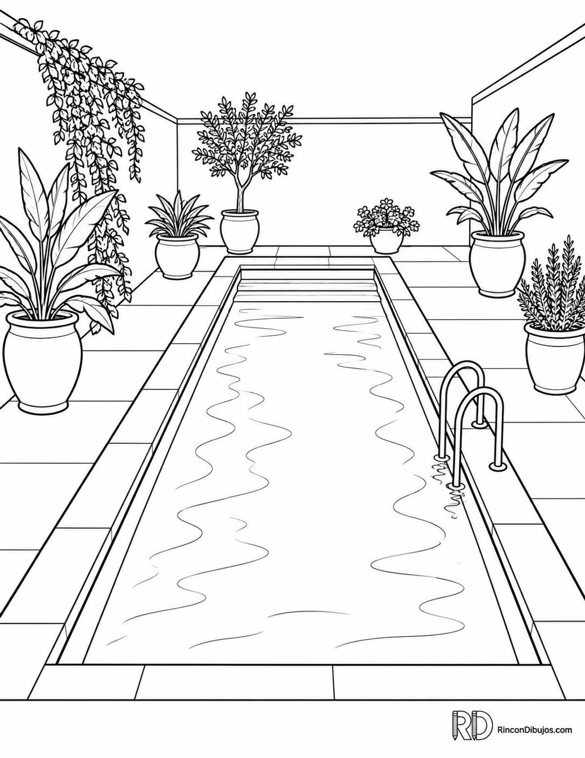 Dibujo de piscina de entrenamiento para colorear Dibujo de piscina de entrenamiento para colorear