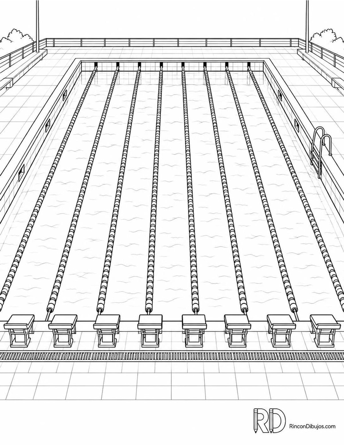 Dibujo de piscina olímpica para colorear Dibujo de piscina olímpica para colorear