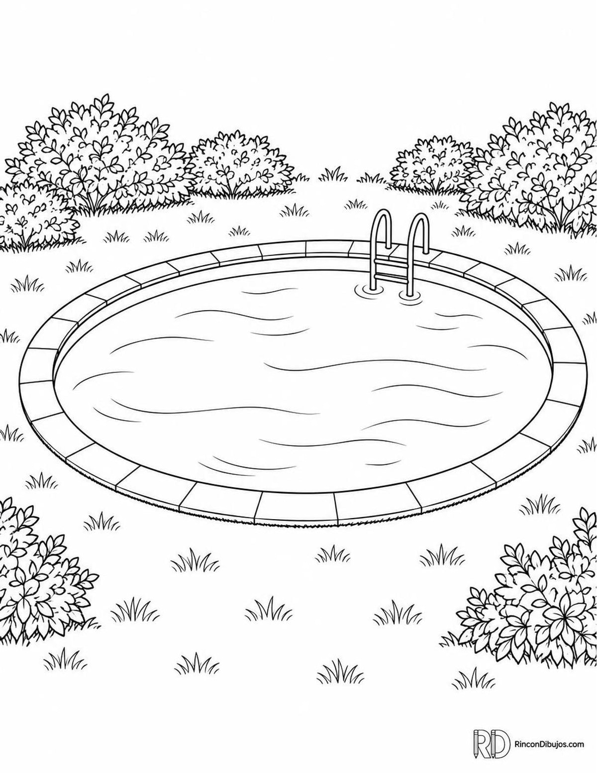 Dibujo de piscina ovalada para colorear Dibujo de piscina ovalada para colorear