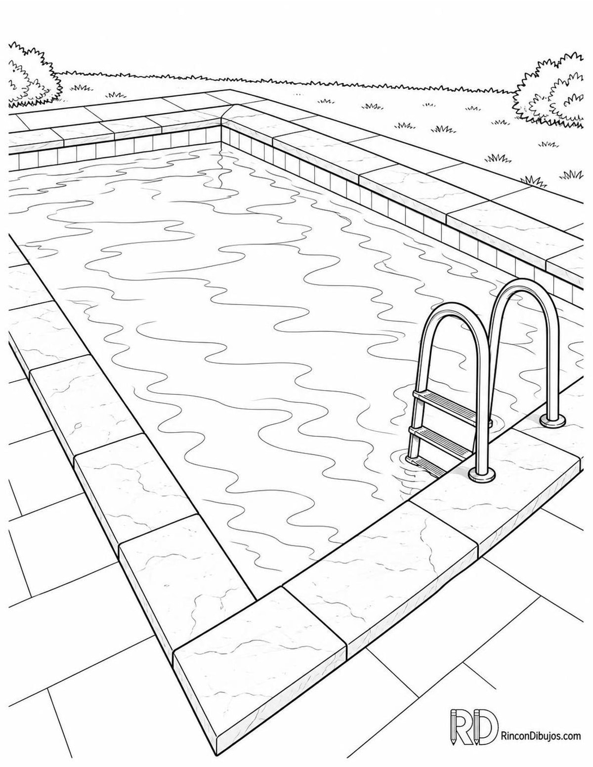 Dibujo de piscina rectangular para colorear Dibujo de piscina rectangular para colorear