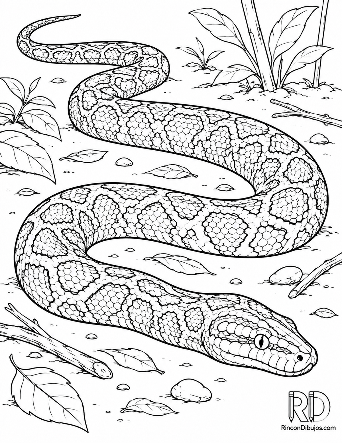 Dibujo de pitón reticulada para colorear Dibujo de pitón reticulada para colorear