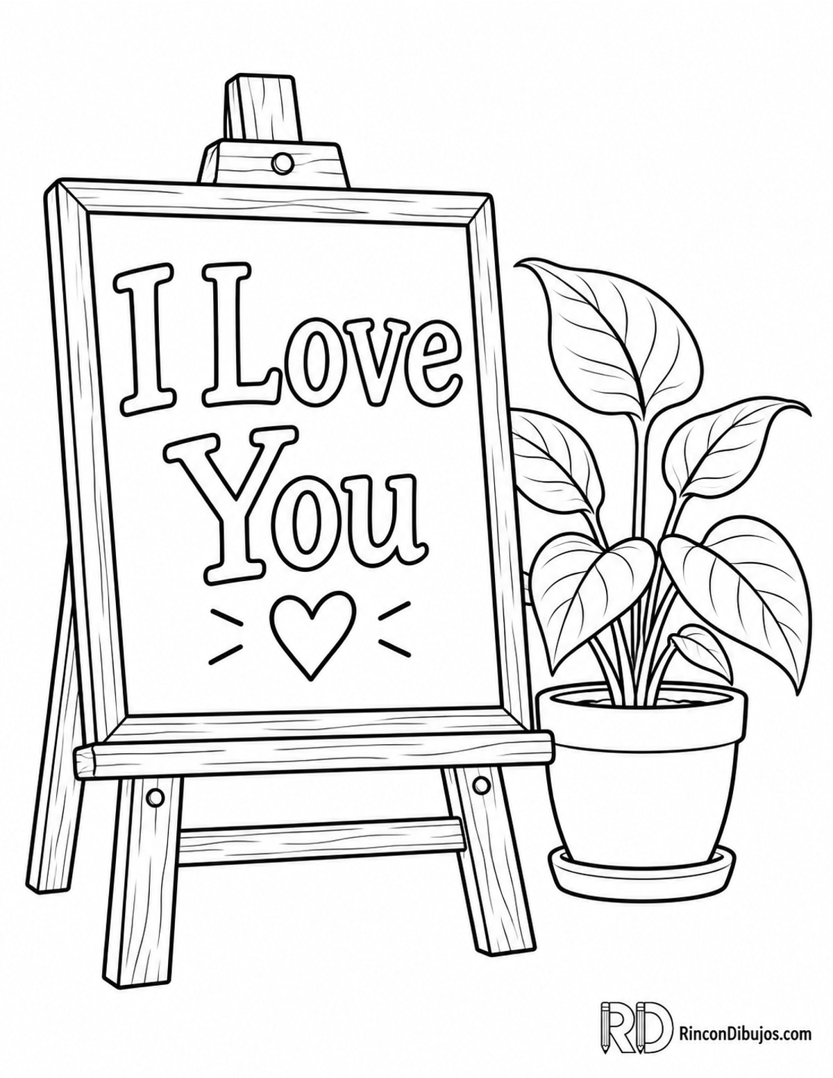 Dibujo de pizarra pequeña I Love You para colorear Dibujo de pizarra pequeña I Love You para colorear